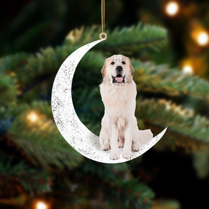 Mountain Des Pyrenees Sit On The Moon Two Sided Ornament Dog Hanging Christmas Ornament - Best gifts your whole family