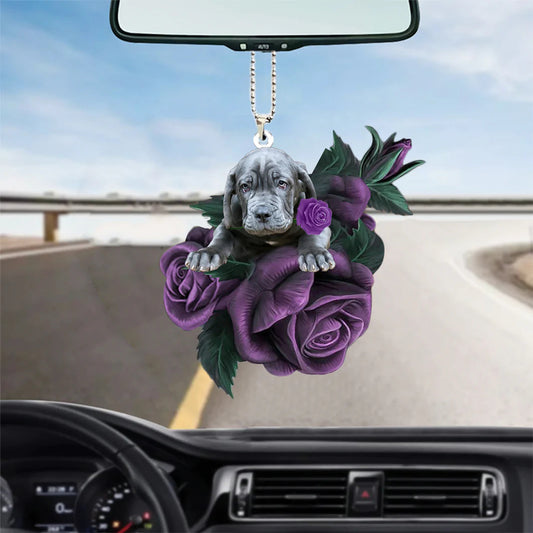 Neapolitan Mastiff In Purple Rose Car Hanging Ornament - Best gifts your whole family