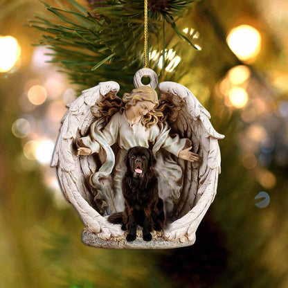 Newfoundland-Angel Hug Winter Love Two Sided Ornament - Best gifts your whole family