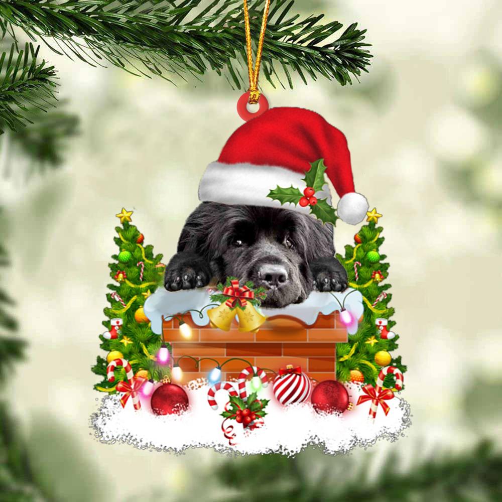 Newfoundland In The Chimney Hanging Ornament Dog Christmas Ornament - Best gifts your whole family