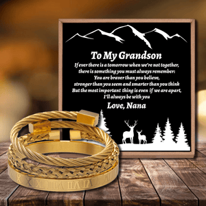 Nana To Grandson - I Will Always Be With You Roman Numeral Bracelet Set