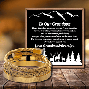 To Our Grandson - We Are Always Be With You Roman Numeral Bracelet Set