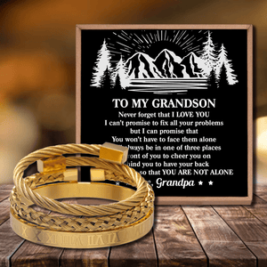 Grandpa To Grandson - You Are Not Alone Roman Numeral Bracelet Set