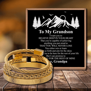 Grandpa To Grandson - You Will Never Lose Roman Numeral Bracelet Set