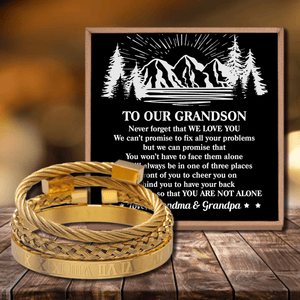 To Our Grandson - You Are Not Alone Roman Numeral Bracelet Set