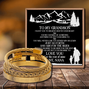 Nana To Grandson - I Can Promise To Love You Roman Numeral Bracelet Set