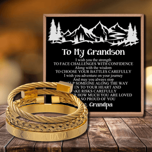 Grandpa To Grandson - I Am So Proud Of You Roman Numeral Bracelet Set