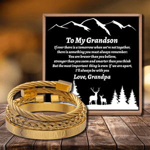 Grandpa To Grandson - I Will Always Be With You Roman Numeral Bracelet Set