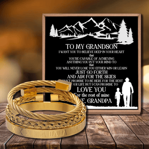 Grandpa To Grandson - I Can Promise To Love You Roman Numeral Bracelet Set