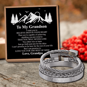 Grandpa To Grandson - You Will Never Lose Roman Numeral Bracelet Set