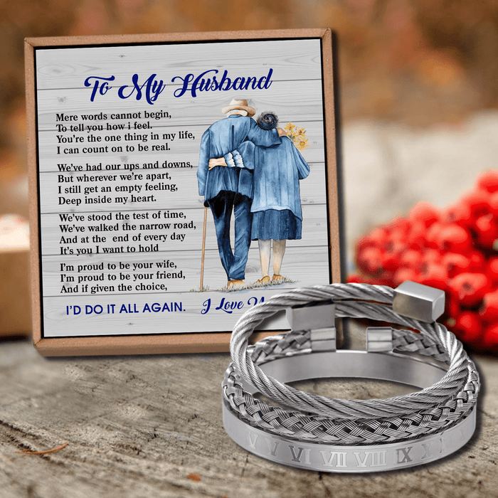 To My Husband - I Would Do It All Again Roman Numeral Bracelet Set