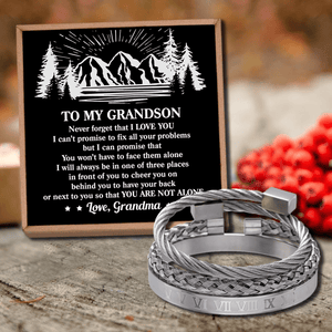 Grandma To Grandson - You Are Not Alone Roman Numeral Bracelet Set