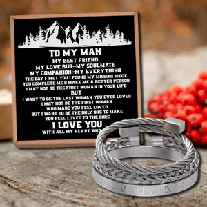 To My Man - I Love You Roman Numeral Bracelet Set