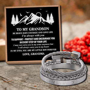 Grandma To Grandson - My Little Boy Forever Roman Numeral Bracelet Set