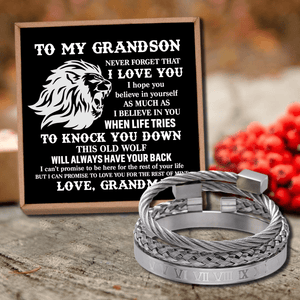 Grandma To Grandson - I Believe In You Roman Numeral Bracelet Set