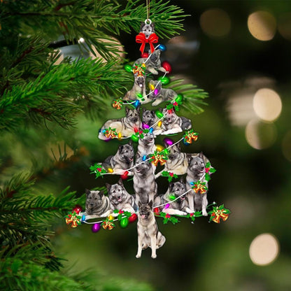 Norwegian Elkhound-Christmas Tree Lights-Two Sided Ornament - Best gifts your whole family