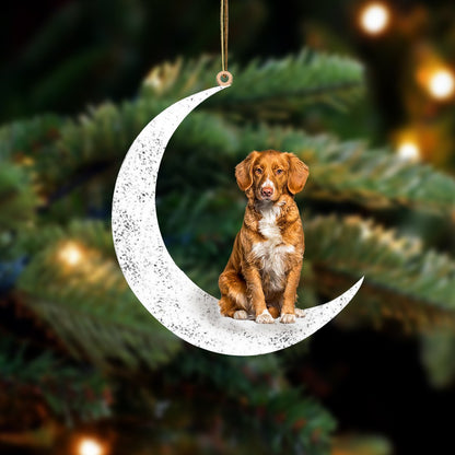 Nova Scotia Duck Tolling Retriever Sit On The Moon Two Sided Ornament Dog Hanging Christmas Ornament - Best gifts your whole family
