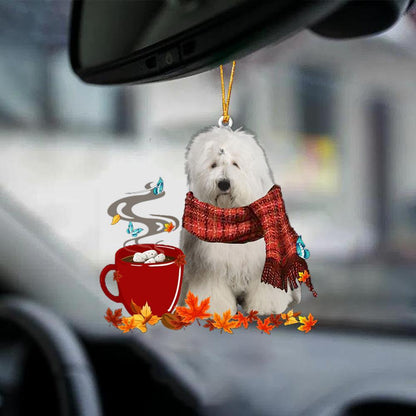 Old English Sheepdog-Fall Chocolate-Two Sided Ornament - Best gifts your whole family