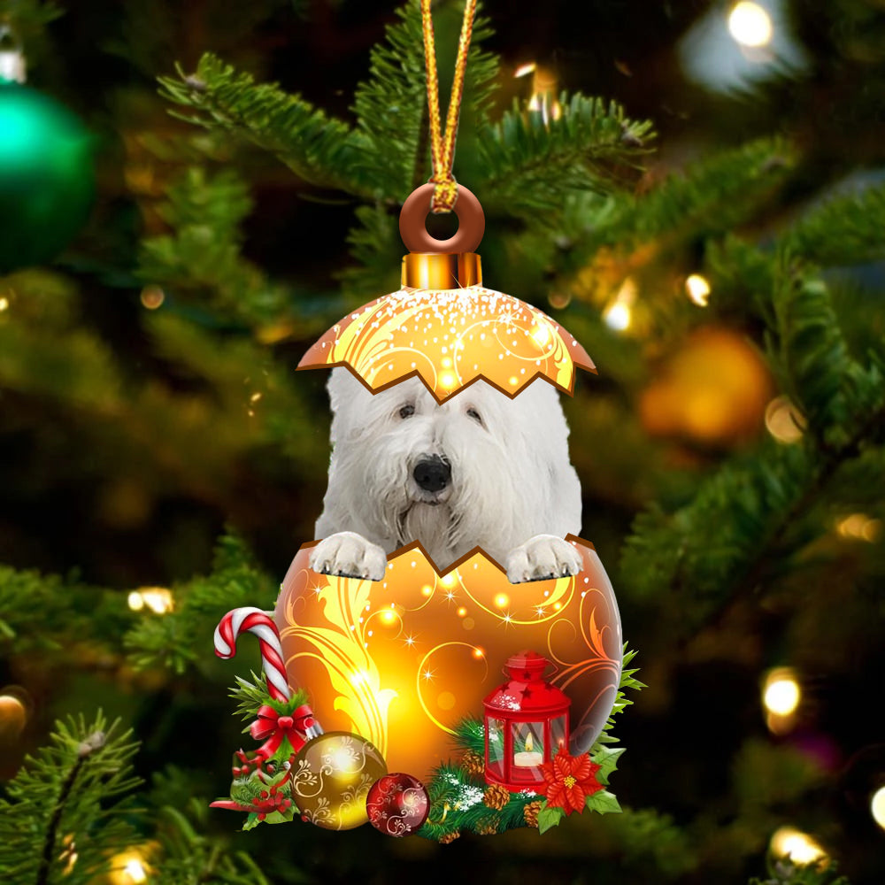 Old English Sheepdog In Golden Egg Christmas Ornament - Best gifts your whole family
