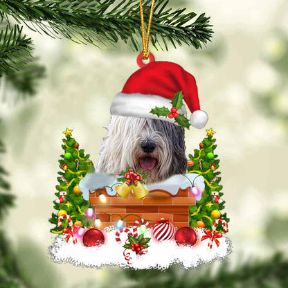 Old English Sheepdog In The Chimney Hanging Ornament Dog Christmas Ornament - Best gifts your whole family