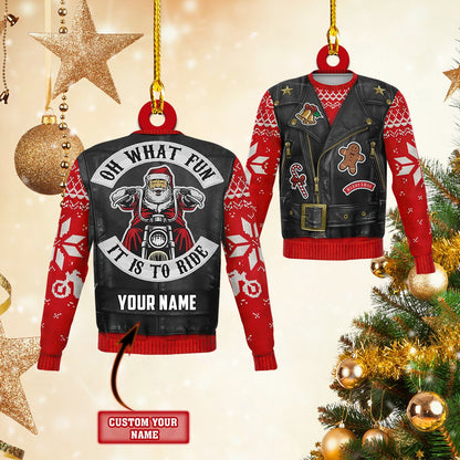 Ornament - Biker Christmas Santa Claus Shape Flat Ornament, Bike Ornament Christmas, Christmas Deco - Best gifts your whole family