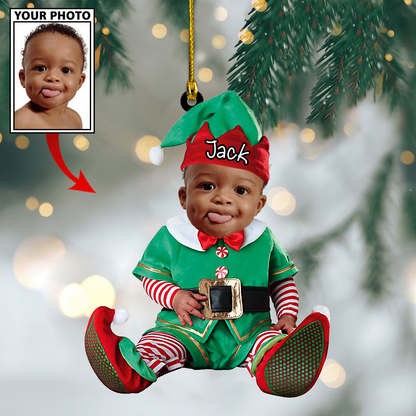 Ornament - Custom Baby Cartoon Boy Cute Photo With Name for Christmas Ornament LTP0 - Best gifts your whole family