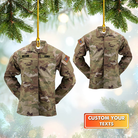 Ornament - Personalized Army Military Uniform Name Custom Shape Flat Ornament, Army Ornment Decor, Home Decor, Ornament Christma - Best gifts your whole family