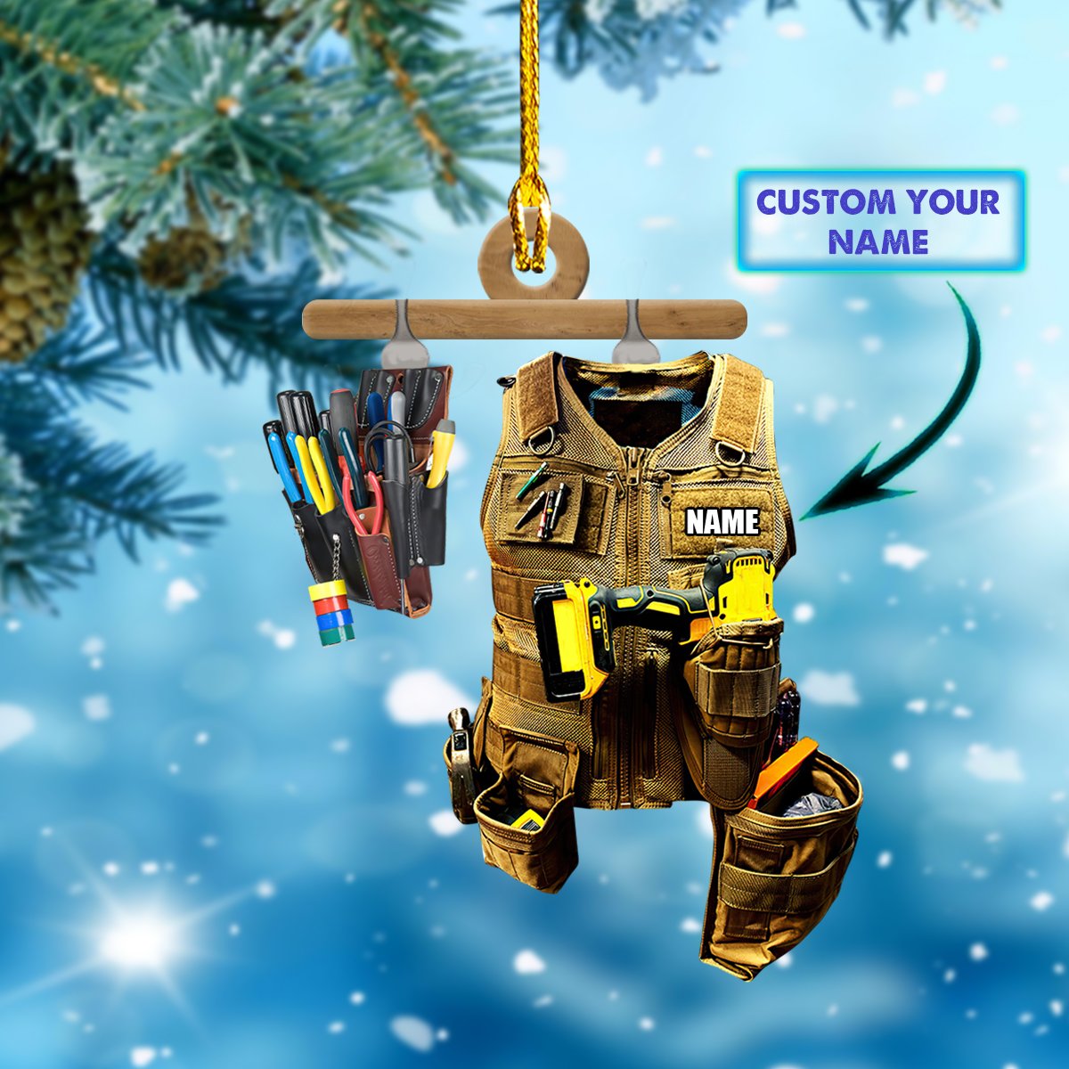 Ornament - Personalized Electrician Custom Name Custom Shaped Flat Ornament Christma - Best gifts your whole family