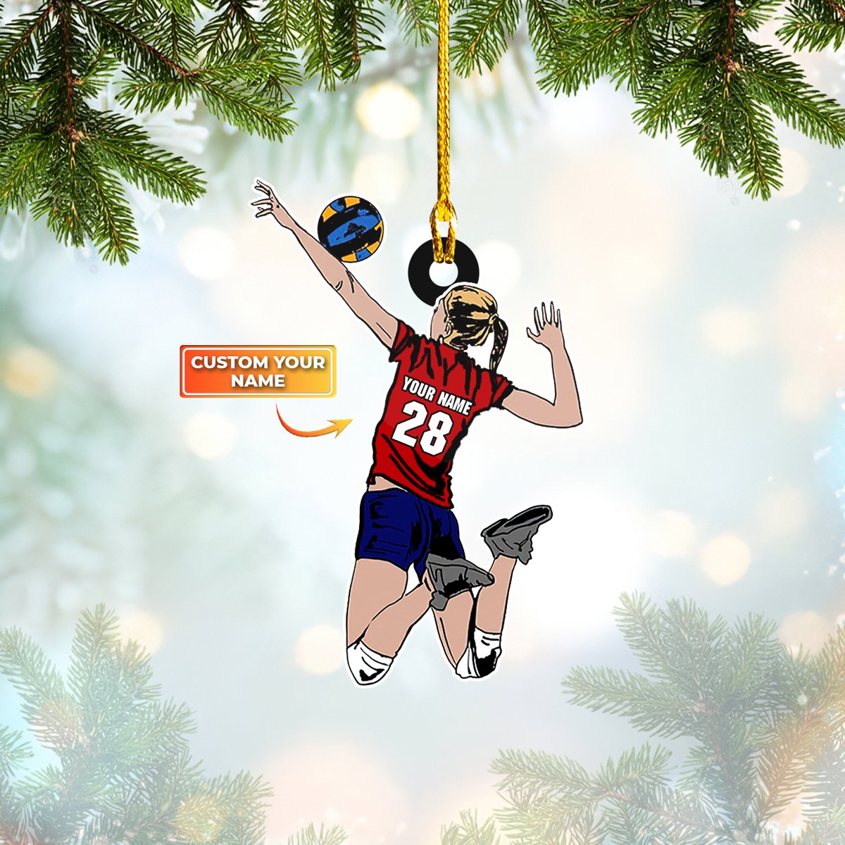 Ornament - Personalized Volleyball Custom Name Number Shaped Flat Ornament Christma - Best gifts your whole family