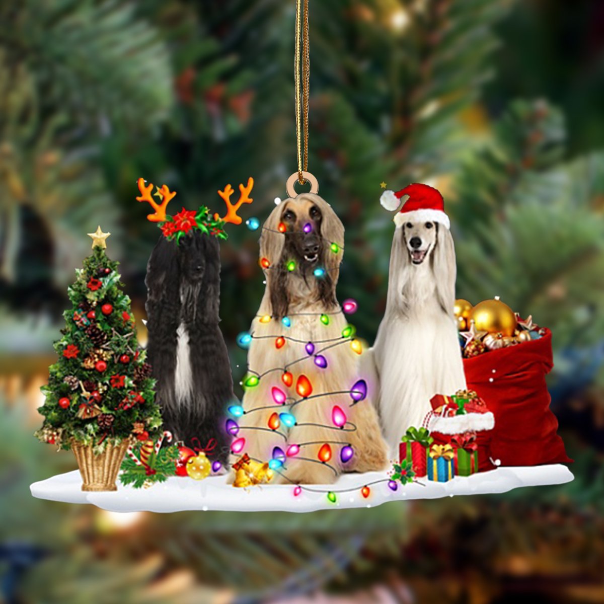 Ornament- Afghan Hound-Christmas Dog Friends Hanging Ornament, Happy Christmas Ornament, Car Ornament - Best gifts your whole family