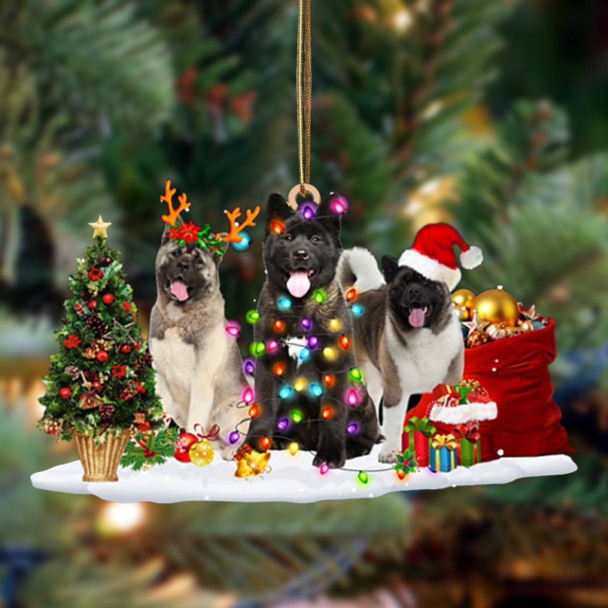 Ornament- Akita-Christmas Dog Friends Hanging Ornament, Happy Christmas Ornament, Car Ornament - Best gifts your whole family