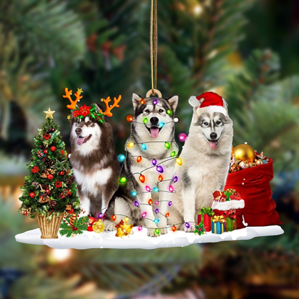 Ornament- Alaskan Malamute-Christmas Dog Friends Hanging Ornament, Happy Christmas Ornament, Car Ornament - Best gifts your whole family