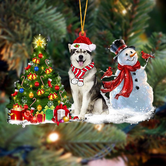 Ornament- Alaskan Malamute Christmas Snow Hanging Ornament Dog Ornament, Car Ornament, Christmas Ornament - Best gifts your whole family