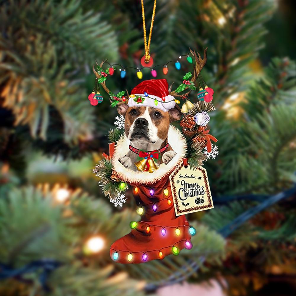 Ornament- American Bulldog 1-Xmas Boot-Two Sided Ornament, Happy Christmas Ornament, Car Ornament - Best gifts your whole family
