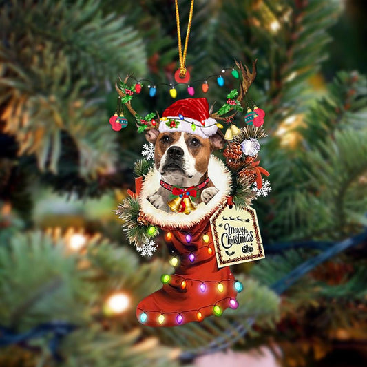 Ornament- American Bulldog 1-Xmas Boot-Two Sided Ornament, Happy Christmas Ornament, Car Ornament - Best gifts your whole family