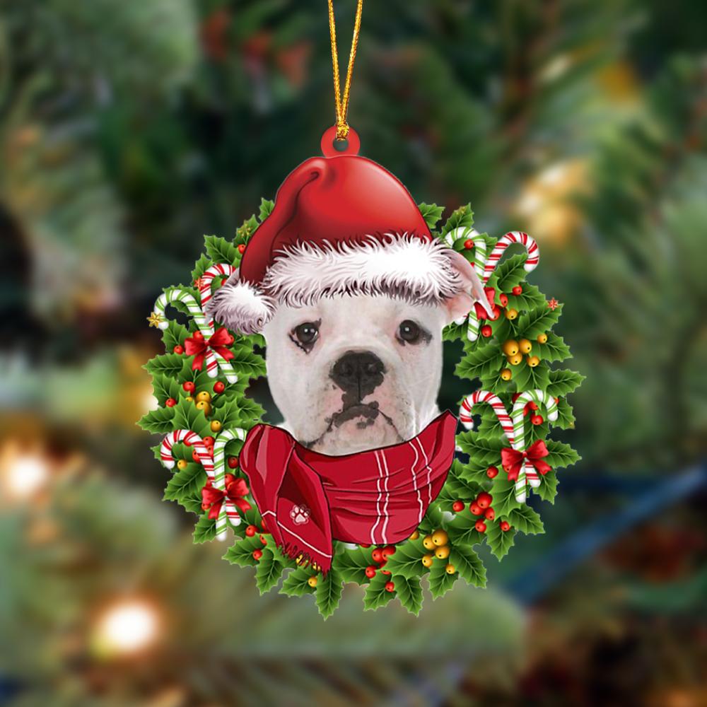 Ornament- American Bulldog 2-Xmas Bandana Hanging Ornament, Happy Christmas Ornament, Car Ornament - Best gifts your whole family