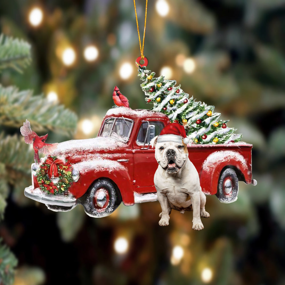 Ornament- American Bulldog-Cardinal & Truck Two Sided Ornament, Happy Christmas Ornament, Car Ornament - Best gifts your whole family