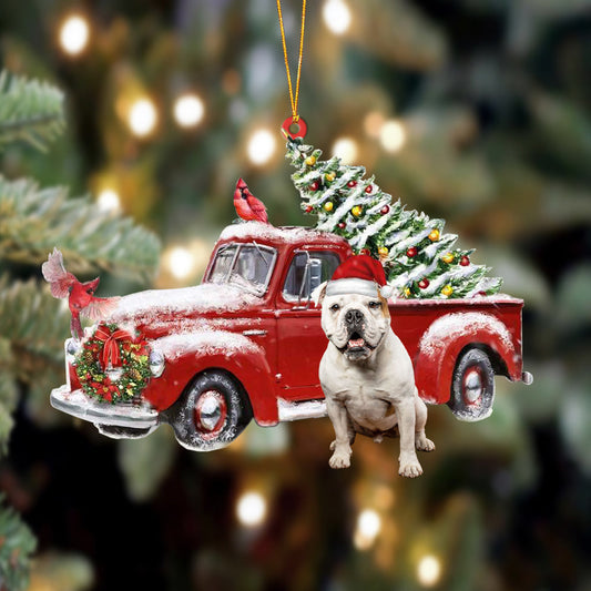 Ornament- American Bulldog-Cardinal & Truck Two Sided Ornament, Happy Christmas Ornament, Car Ornament - Best gifts your whole family