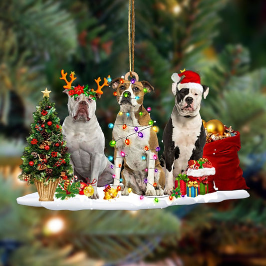 Ornament- American Bulldog-Christmas Dog Friends Hanging Ornament, Happy Christmas Ornament, Car Ornament - Best gifts your whole family
