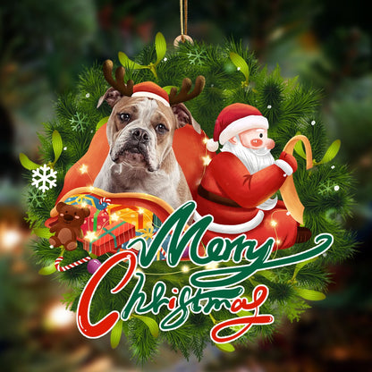 Ornament- American Bulldog-Santa & dog Hanging Ornament, Happy Christmas Ornament, Car Ornament - Best gifts your whole family