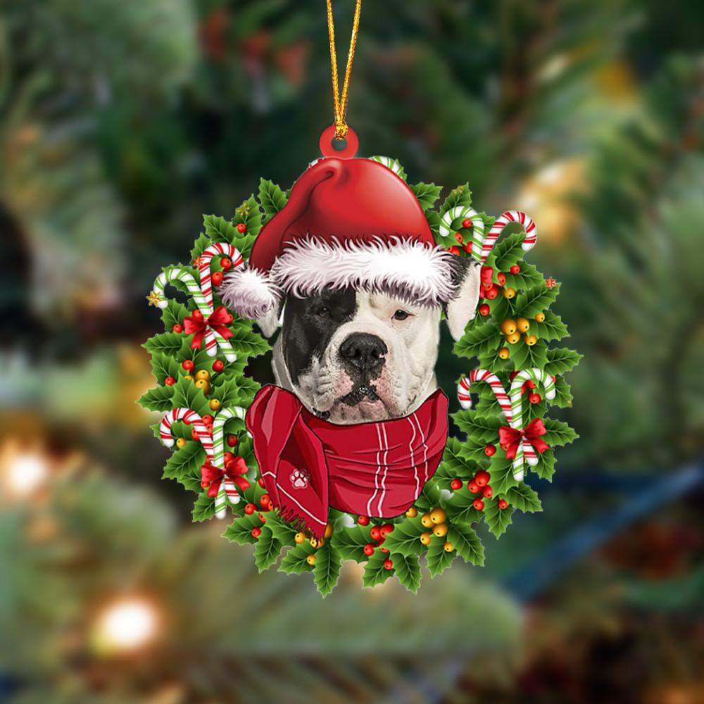Ornament- American Bulldog-Xmas Bandana Hanging Ornament, Happy Christmas Ornament, Car Ornament - Best gifts your whole family