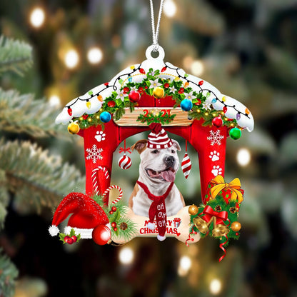 Ornament- American Staffordshire Terrier-Christmas House Two Sided Ornament, Christmas Ornament, Car Ornament - Best gifts your whole family