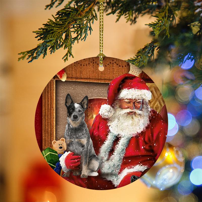 Ornament- Australian Cattle Dog With Santa Christmas Ornament, Happy Christmas Ornament, Car Ornament - Best gifts your whole family