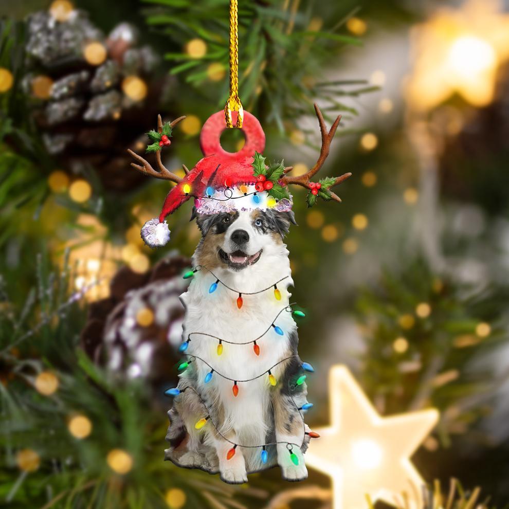 Ornament- Australian Shepherd Christmas Shape Ornament, Happy Christmas Ornament, Car Ornament - Best gifts your whole family
