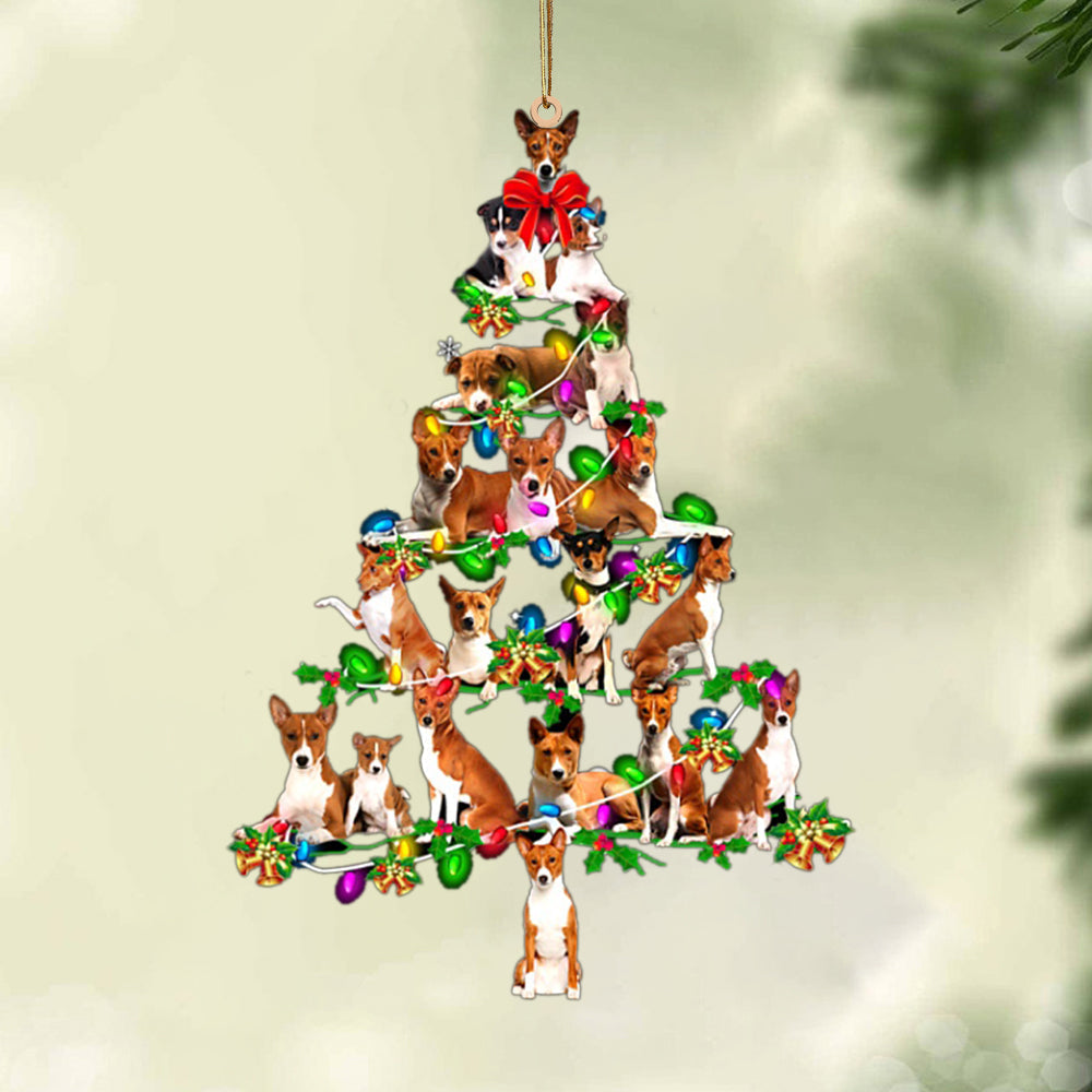 Ornament- Basenji-Christmas Tree Lights-Two Sided Ornament, Happy Christmas Ornament, Car Ornament - Best gifts your whole family