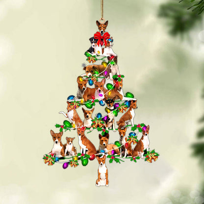 Ornament- Basenji-Christmas Tree Lights-Two Sided Ornament, Happy Christmas Ornament, Car Ornament - Best gifts your whole family