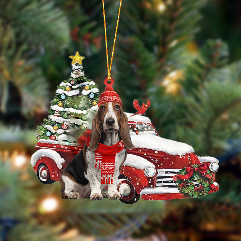 Ornament- Basset Hound-Christmas Car Two Sided Ornament, Happy Christmas Ornament, Car Ornament - Best gifts your whole family