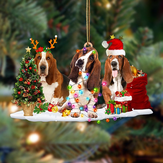Ornament- Basset Hound-Christmas Dog Friends Hanging Ornament, Happy Christmas Ornament, Car Ornament - Best gifts your whole family