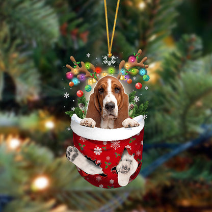 Ornament- Basset Hound-In Christmas Pocket Two Sides Ornament, Happy Christmas Ornament, Car Ornament - Best gifts your whole family