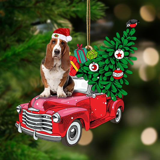 Ornament- Basset Hound-Pine Truck Hanging Ornament, Happy Christmas Ornament, Car Ornament - Best gifts your whole family